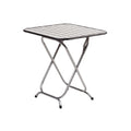 Foldable Metal Side Table with Slatted Top for Outdoor Use
