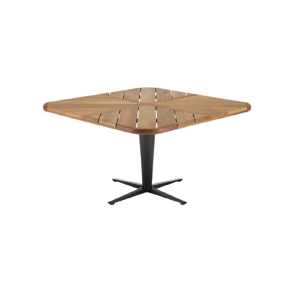 Modern Square Wooden Table with Metal Base
