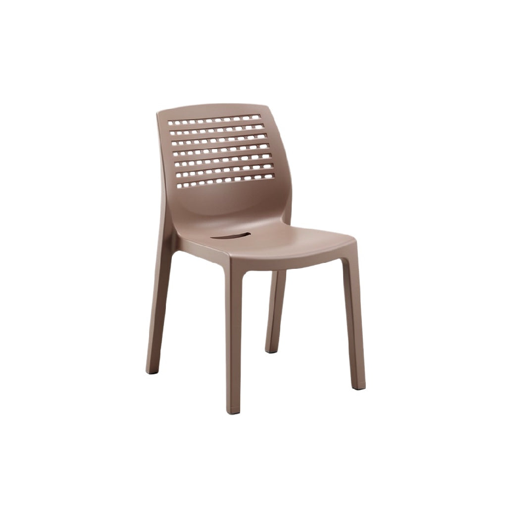 Stylish Brown Plastic Chair with Ventilated Back Design