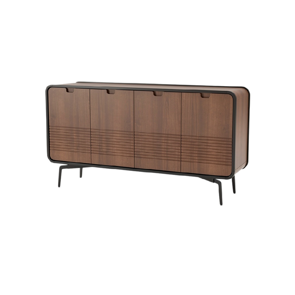 Modern Wooden Sideboard with Sleek Black Legs and Textured Finish